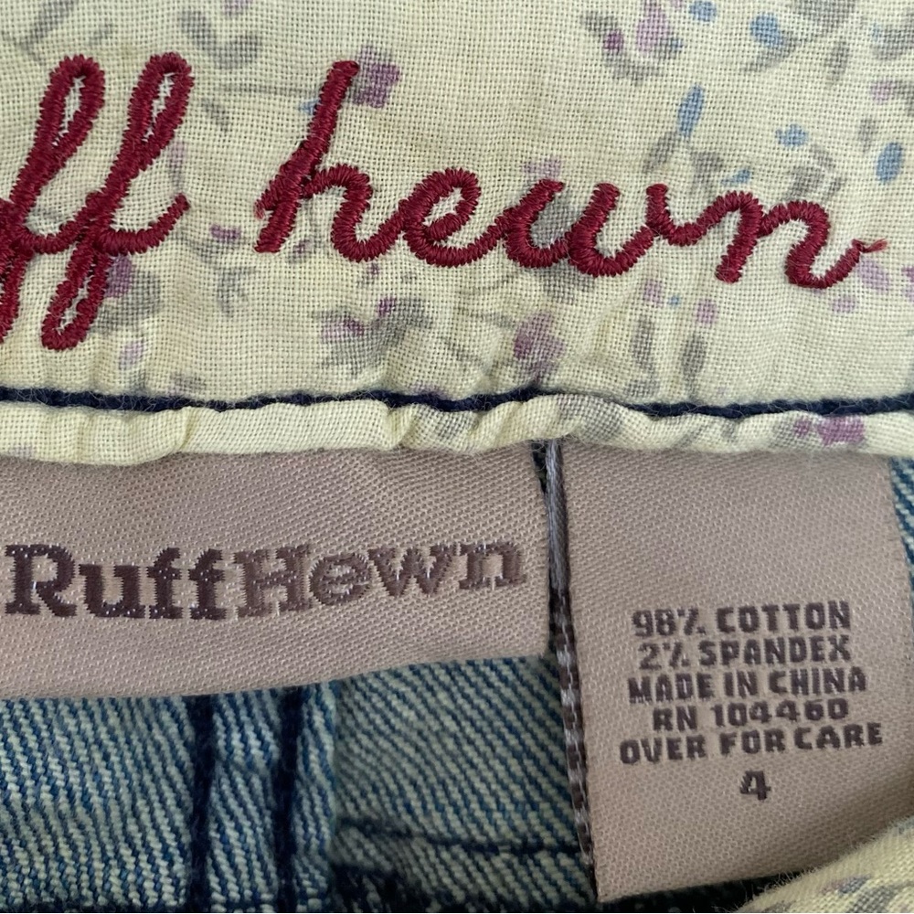 Ruff Hewn Light to Medium Wash Distressed & Whiskered Flare Jeans Size 4 - Picture 7 of 7